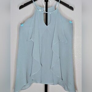 Maurices L Light Blue Ruffle Halter Neck Women's Top